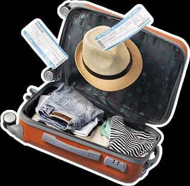 Open suitcase for travel